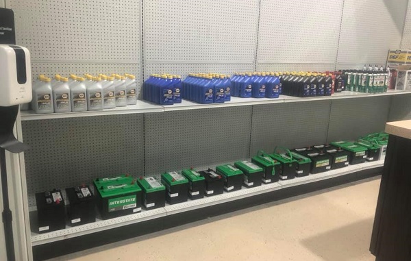 Interstate batteries on shelf